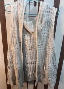 Knitted Sleeveless Hoodie