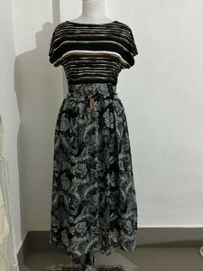 Striped Top & Paisley Maxi Dress