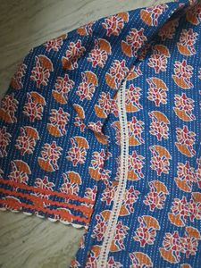 Blue N Orange Katha Work Suit