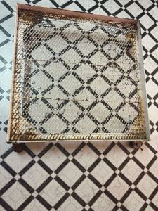 Vintage Metal Mesh Rolling Washing Machine Stand.