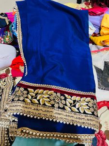 Elegant Blue &amp; Grey Saree&amp;lehenga 2 in one