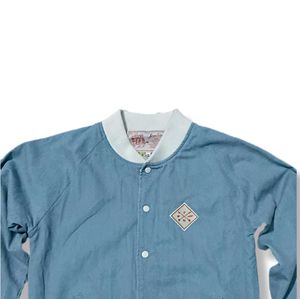 Vintage Sky Blue Varsity Bomber Jacket