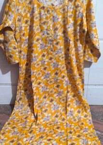 Floral Print Yellow Kurti Size L