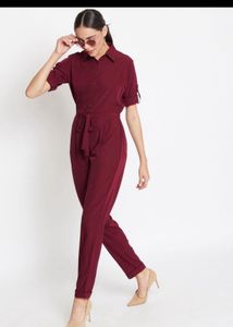 Maroon Jumpsuit with Belt