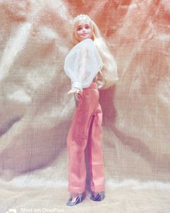 Barbie Doll Dress-White Tshirt With Peach Pants