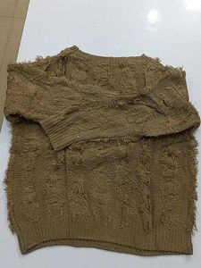 Brown Textured Knit Sweater
