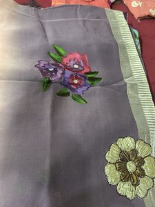 Pure Georgette Saree With Blouse -oil Stains