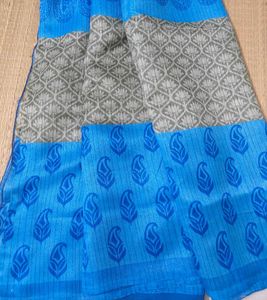 Elegant Blue Printed Saree