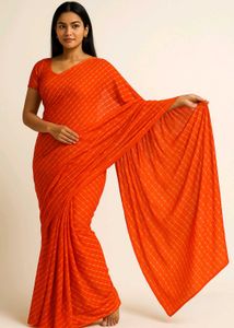 Gorgeous Orange Georgette Saree With Same Blouse