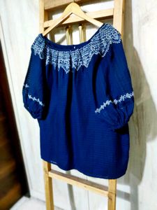 Elegant Embroidered Navy Top size-44-46