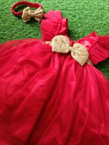 Beautiful Red Frock For Kids