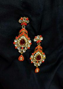 Red Stone Earrings ( Heavy look)