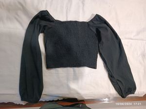 Zara Black Long Sleeve Crop Top