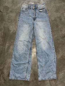 H&M High-Waist Wide-Leg Light Blue Denim Jeans