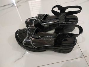 Black Patent Platform Sandals