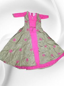 beutiful pink and golden jacket gown for women