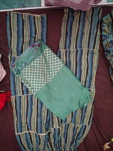 Elegant Green Printed Kurta With Plazo Dupatta