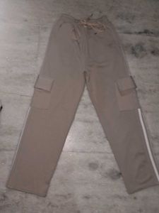 Beige Cargo- Style Trackpants Women