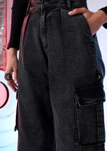 Wide Leg Cargo Denim Pants