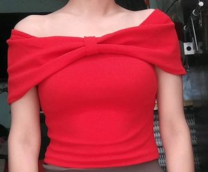 Casual Cape Sleeves Solid Women Red Crop Top