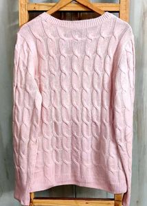 Light Pink Self Design Pullover Size-36-38
