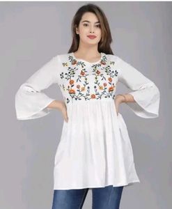 Floral Embroidered White Top