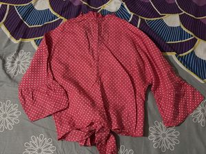 Crop Tie Up Polka Dot Top By Ginger