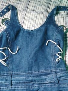 Denim Dungree Top Skirt Set