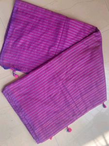Purple Pure Handloom Cotton Saree