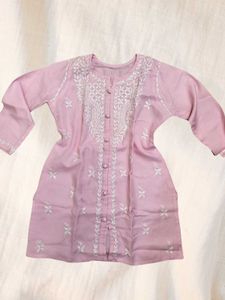 Pink Embroidered Kurti For Jeans