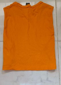 Shein Orange Ribbed Sleeveless Top