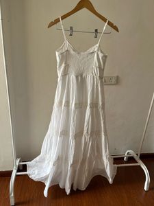 MANGO Frill Cotton Maxi Dress