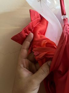 Pintrest Peach Designer Fishcut Silk Gown