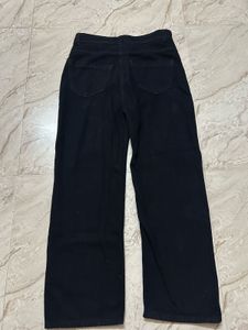 Wide Leg Black Denim Jeans