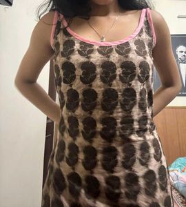 Brown Coloured Printed Kurti