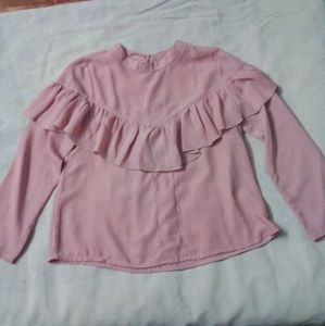 Pink Ruffle Long Sleeve Top