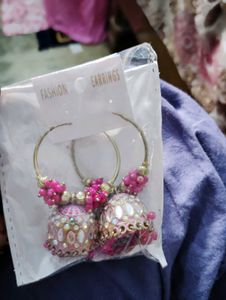 Pink Jhumka Earrings