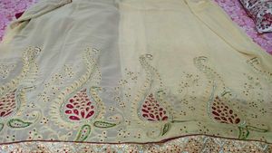 Red And Beige Fully Work Saree