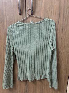 Scoop Neck Green Long Sleeve Woolen Pullover Top