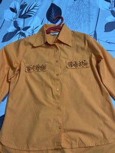 New - Orange Women Solid Shirt