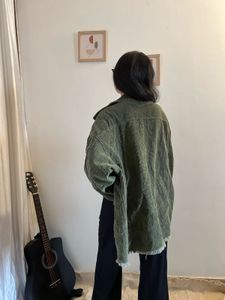 Trendy Green Corduroy Jacket