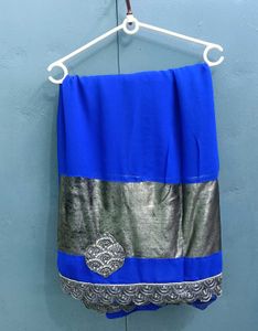 Elegant Blue & Silver Saree