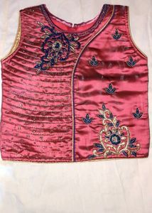 Kids Ethnic Peach And Blue Lehenga