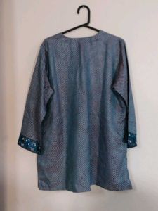 Blue Striped Sequin Top