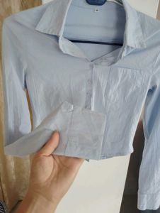 Light Blue Crop Top Shirt