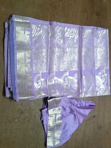 Lavender &amp; Silver Silk Blend Saree