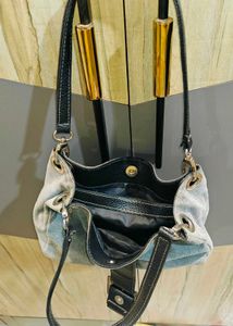 Elegant Suede-Look Handbag with Buckle Detail