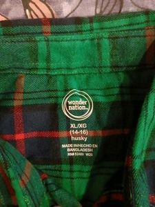 Wonder Nation Green Plaid Flannel Shirt