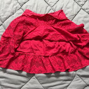 Red Boho Ruffle Skirt