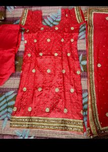 Red Embroidered Punjabi Salwar Suit